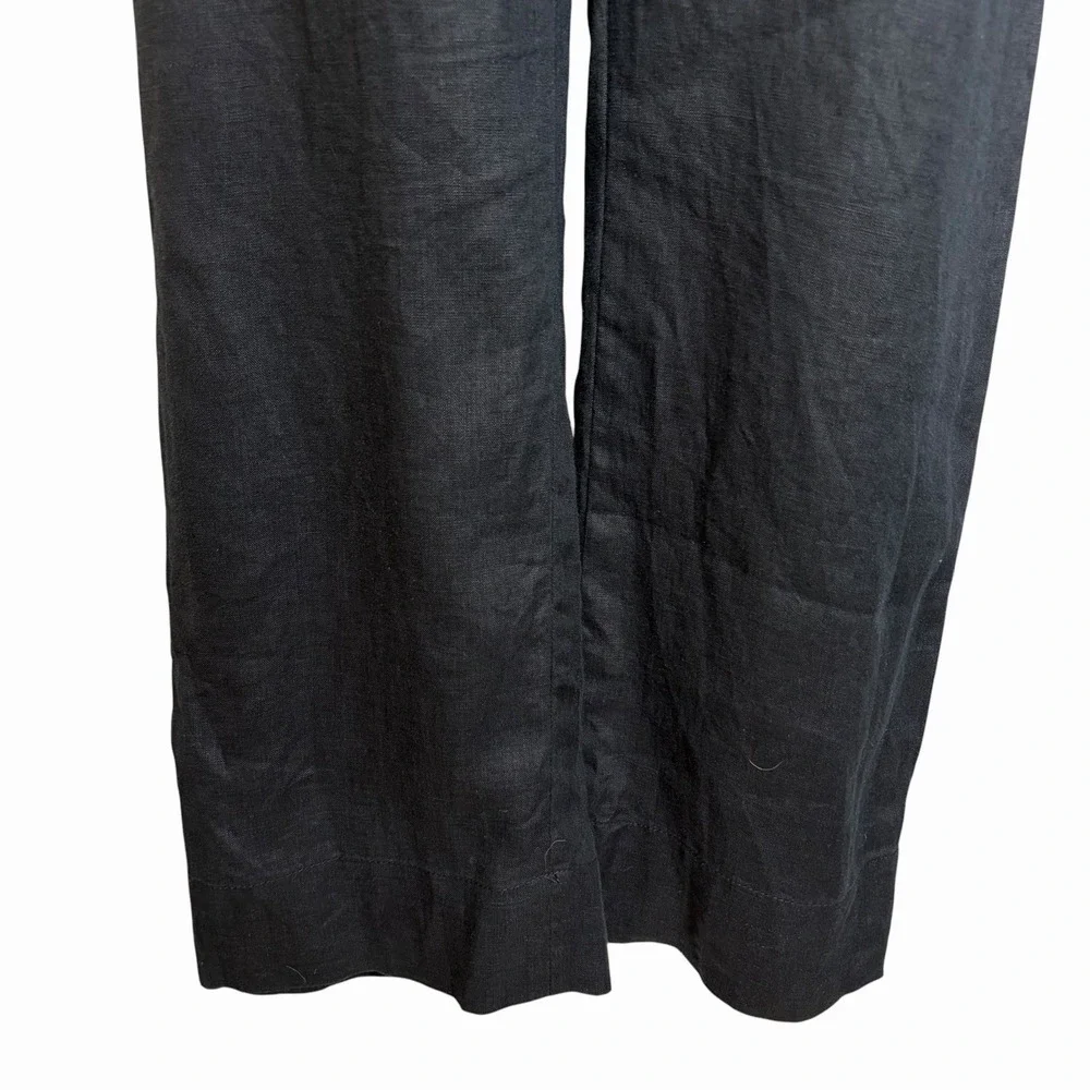 Quince European Linen Jumpsuit XS Black Square Neck Belted Minimalist Travel